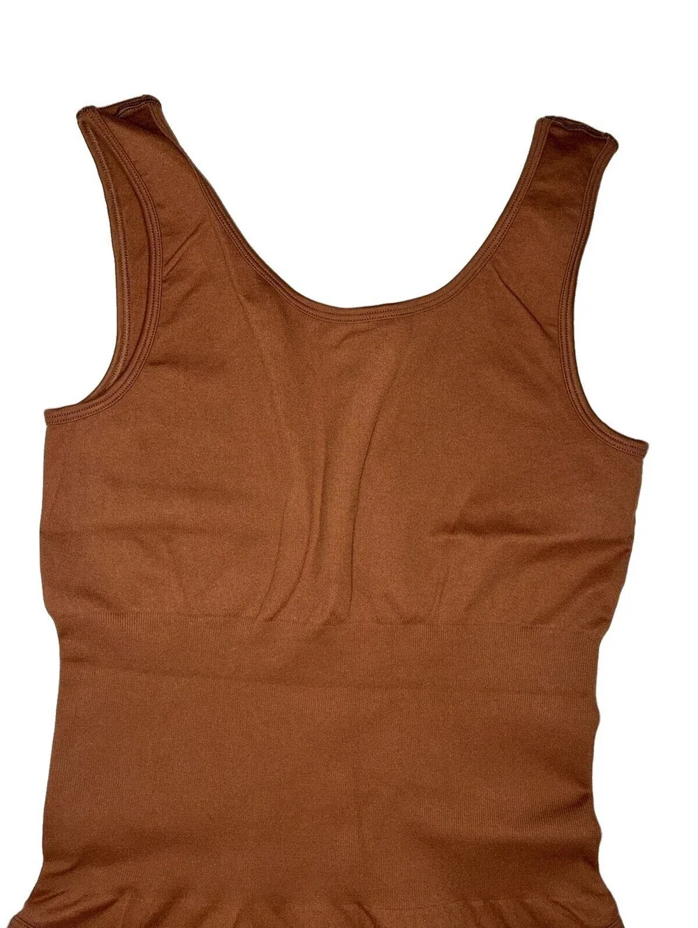 OQQ Brown Sleeveless Scoop Neck Seamless Bodysuit Size L